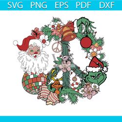 retro christmas wreath santa claus and grinch svg file