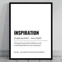 inspiration definition minimalist office art funny definition poster daily affirmation home office art motivationa
