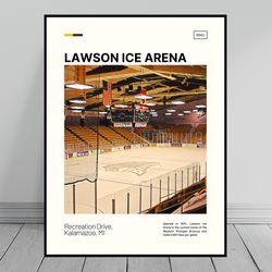 lawson ice arena   western michigan broncos poster  ncaa hockey poster  oil painting  modern art  travel art