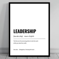 leadership definition minimalist office art funny definition poster daily affirmation home office art motivational