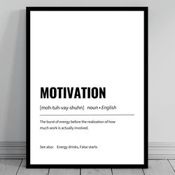motivation definition minimalist office art funny definition poster daily affirmation home office art motivational