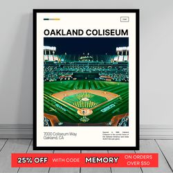 oakland coliseum oakland athletics poster ballpark art mlb stadium poster oil painting modern art travel