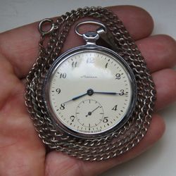 vintage pocket watch on a chain lightning sophisticated slim case vintage ussr