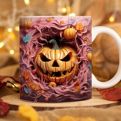 3d sharks in the ocean mug wrap sublimation, 3d white shark crack hole 11oz 15oz mug sublimation png, sublimation design