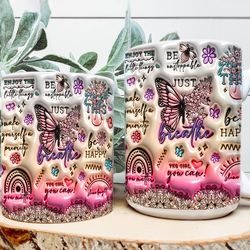 3d mug wrap 3d choose happy mug, 3d floral heart mug design sublimation, floral mug png, 11oz,15oz mug sublimation png.j