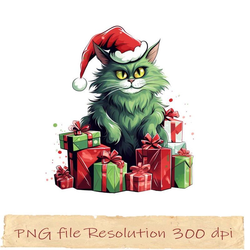 Cute Green Cat Christmas 3.jpg