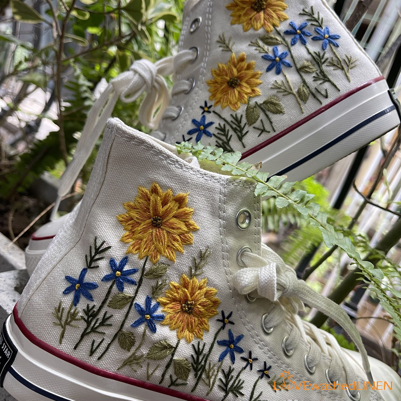 Custom Converse Chuck Taylor  Flowers Embroidered Sneaker Wedding Flowers Embroidered Convesre Sunflower Embroidered Converse - 6.jpg