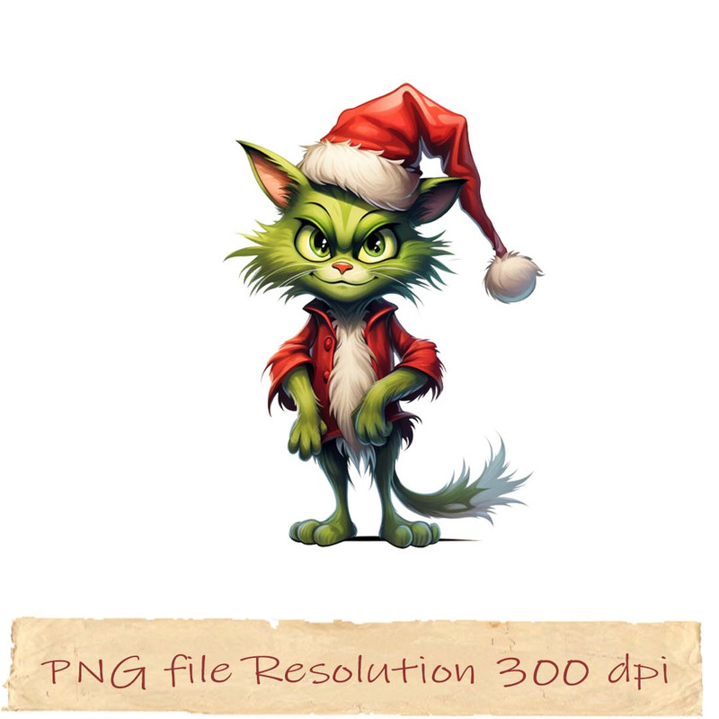 Cute Green Cat Christmas 9.jpg