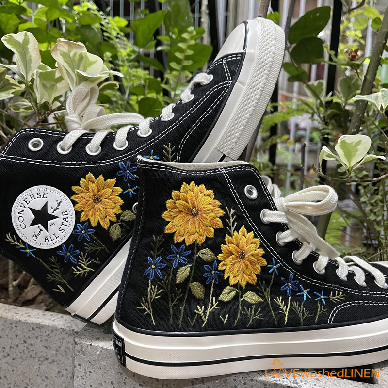 Custom Converse Chuck Taylor Flowers Embroidered Sneaker Wedding Flowers Embroidered Convesre Sunflower Embroidered Converse - 2.jpg