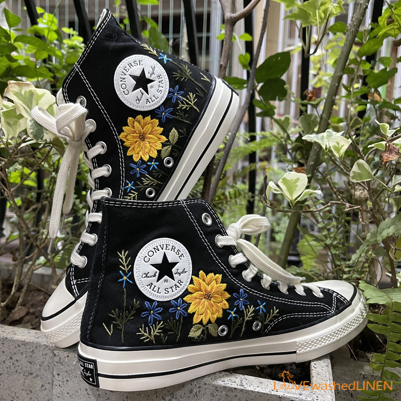 Custom Converse Chuck Taylor Flowers Embroidered Sneaker Wedding Flowers Embroidered Convesre Sunflower Embroidered Converse - 3.jpg