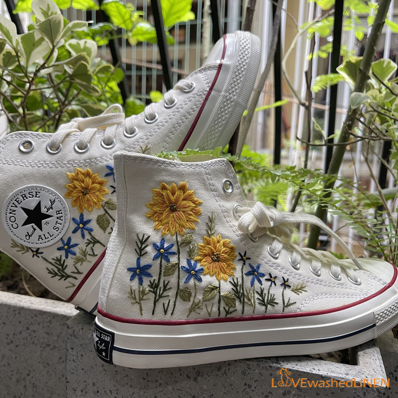 Custom Converse Chuck Taylor Flowers Embroidered Sneaker Wedding Flowers Embroidered Convesre Sunflower Embroidered Converse - 5.jpg
