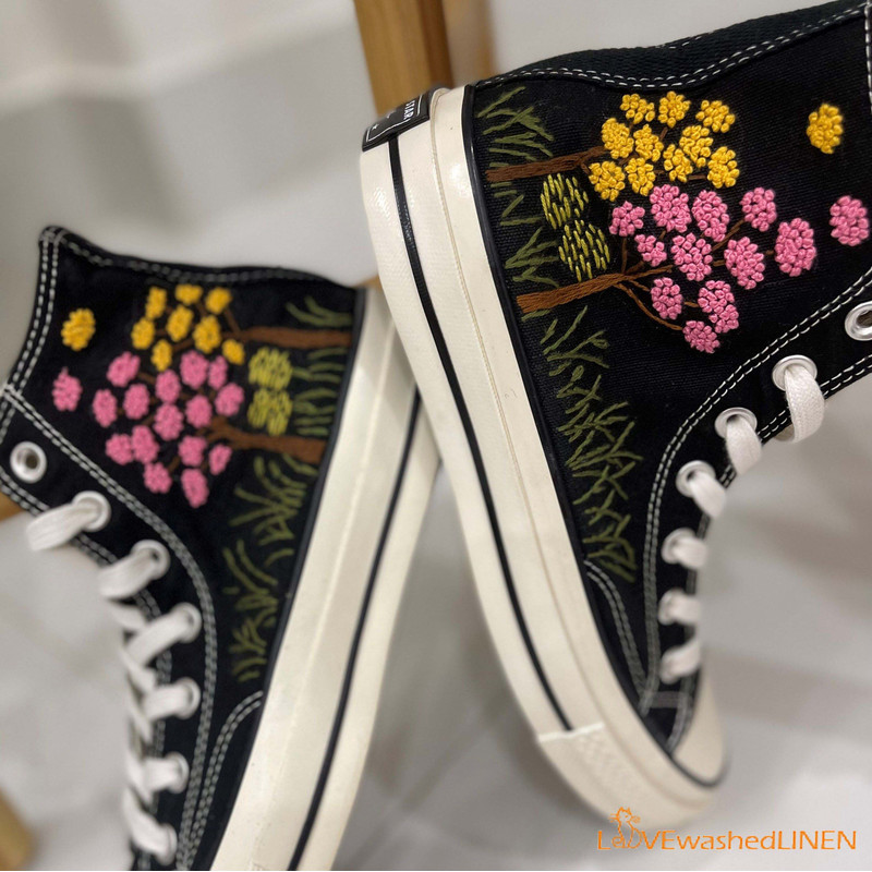 Custom Converse Chuck Taylor Embroidered Colorful Tree Embroidered Converse Custom Wedding Flowers - 6.jpg