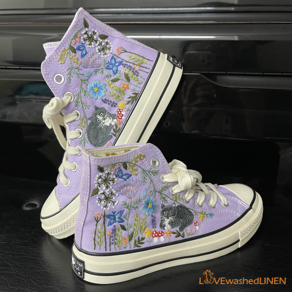 Custom Converse Chuck Taylor Embroidered Cats Summer Garden Flowers Embroidered Convese Shoes Embroidered Converse Custom Wedding Flowers - 6.jpg