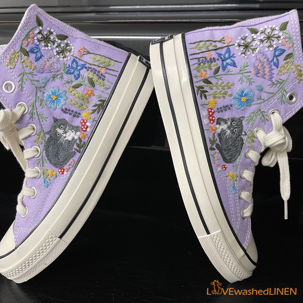 Custom Converse Chuck Taylor Embroidered Cats Summer Garden Flowers Embroidered Convese Shoes Embroidered Converse Custom Wedding Flowers - 7.jpg