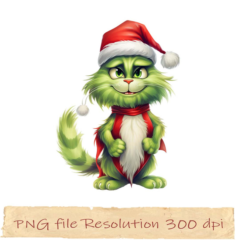 Cute green Cat Christmas 13.jpg