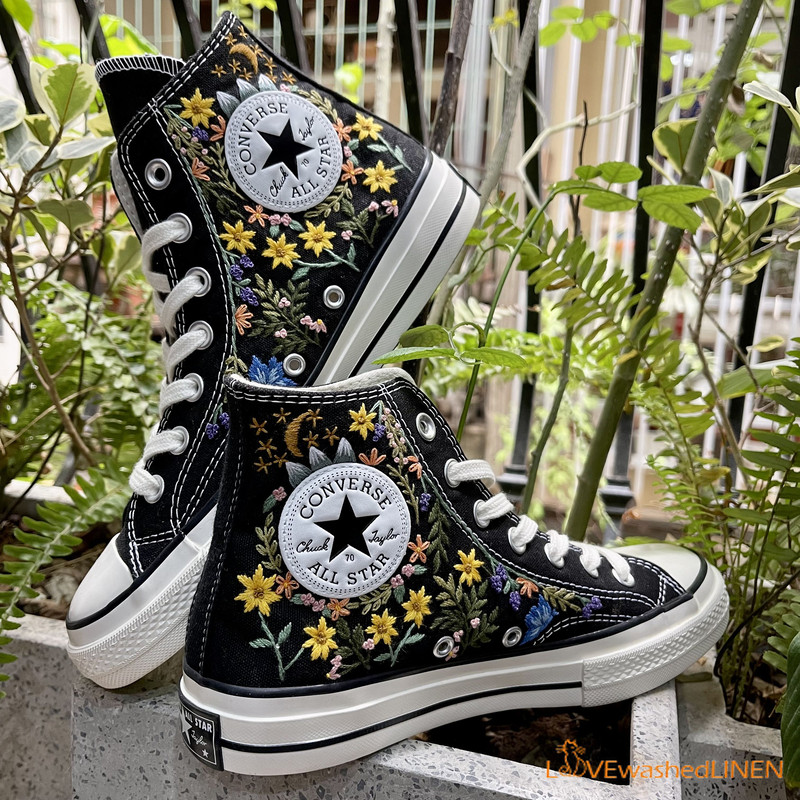 Custom Converse Chuck Taylor Embroidered Fox Summer Garden Flowers Embroidered Convese Shoes Embroidered Converse Custom Wedding Flowers - 4.jpg