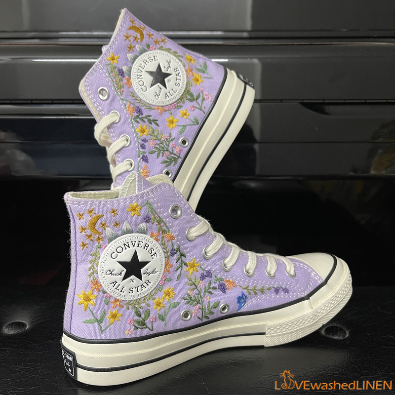 Custom Converse Chuck Taylor Embroidered Fox Summer Garden Flowers Embroidered Convese Shoes Embroidered Converse Custom Wedding Flowers - 7.jpg
