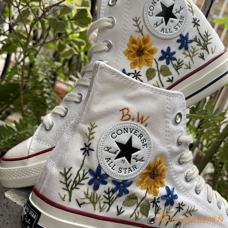 Custom Converse Chuck Taylor Embroidered Garden Flower Sunflower Embroidered Converse Custom Wedding Flowers - 6.jpg