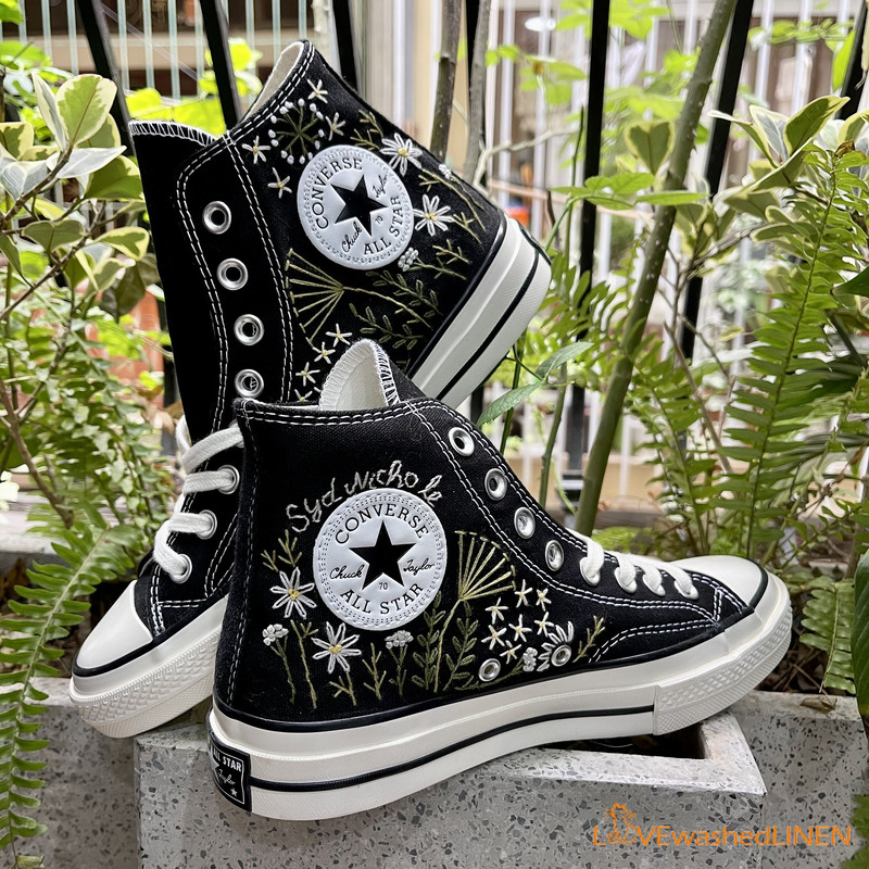 Custom Converse Chuck Taylor Embroidered Garden Flowers Convese Shoes Embroidered Converse Custom Wedding Flowers - 4.jpg
