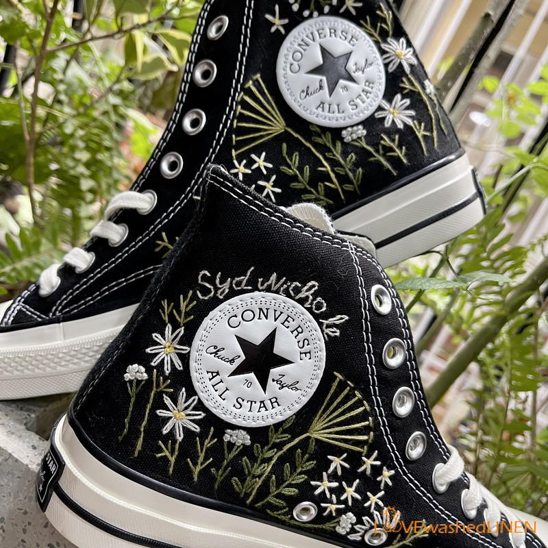Custom Converse Chuck Taylor Embroidered Garden Flowers Convese Shoes Embroidered Converse Custom Wedding Flowers - 6.jpg