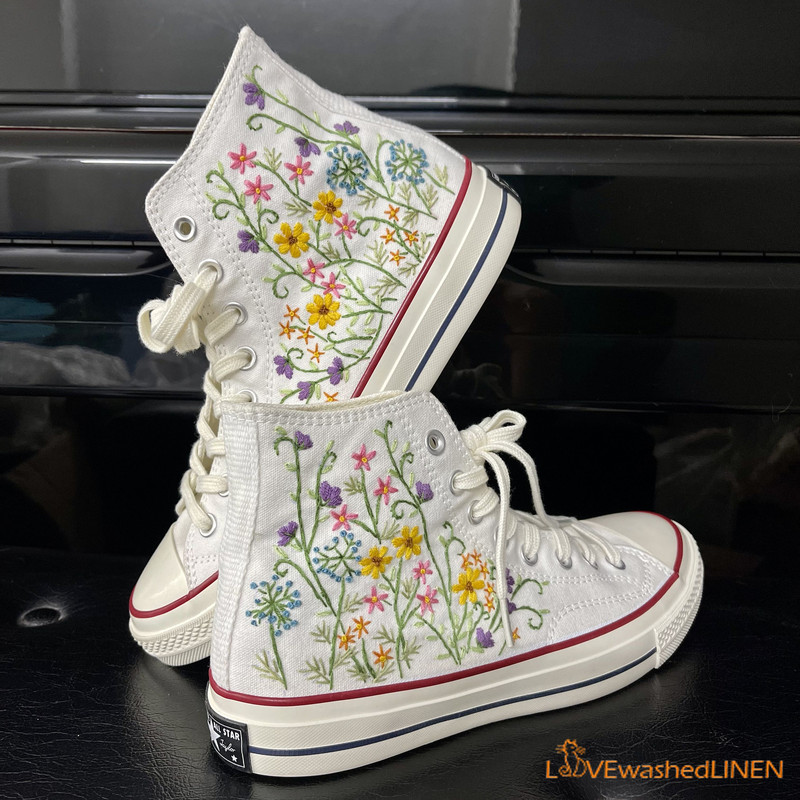 Custom Converse Chuck Taylor Embroidered Garden Flowers Convese Shoes Embroidered Converse Custom Wedding Flowers - 6.jpg