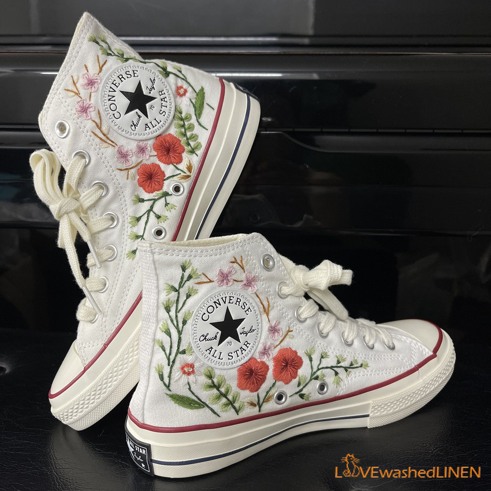 Custom Converse Chuck Taylor Embroidered Garden Flowers Convese Shoes Embroidered Converse Custom Wedding Flowers - 5.jpg