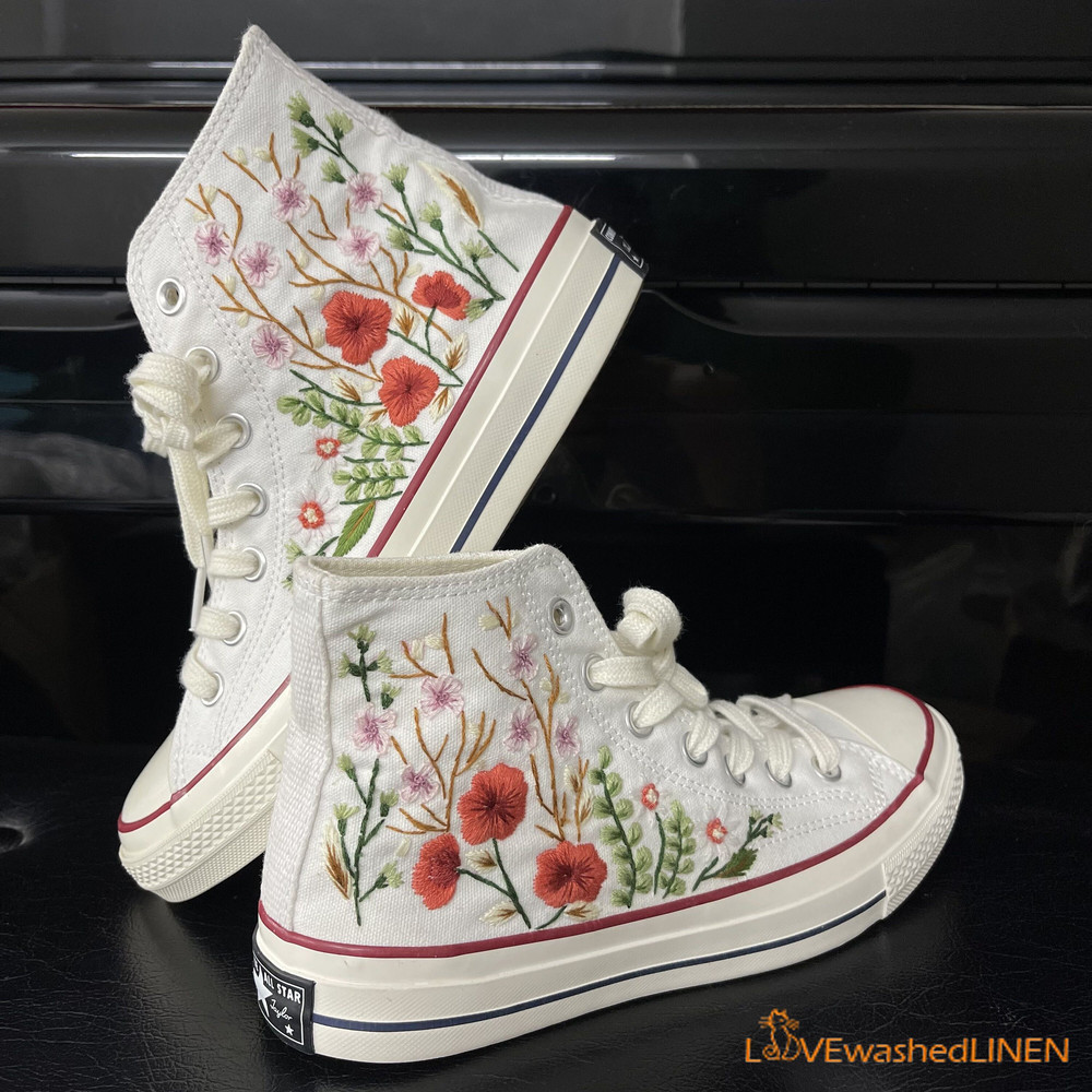 Custom Converse Chuck Taylor Embroidered Garden Flowers Convese Shoes Embroidered Converse Custom Wedding Flowers - 7.jpg