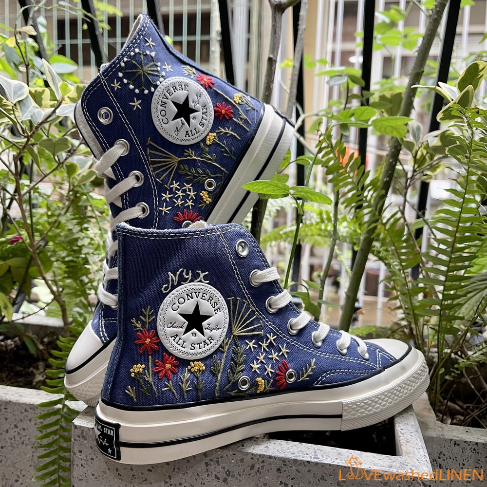Custom Converse Chuck Taylor Embroidered Garden Flowers Convese Shoes Embroidered Converse Custom Wedding Flowers - 3.jpg