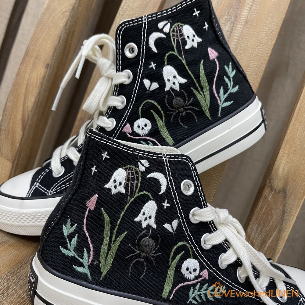 Custom Converse Chuck Taylor Embroidered Ghost Embroidered Converse Halloween Vibes Embroidered Sneakers - 2.jpg