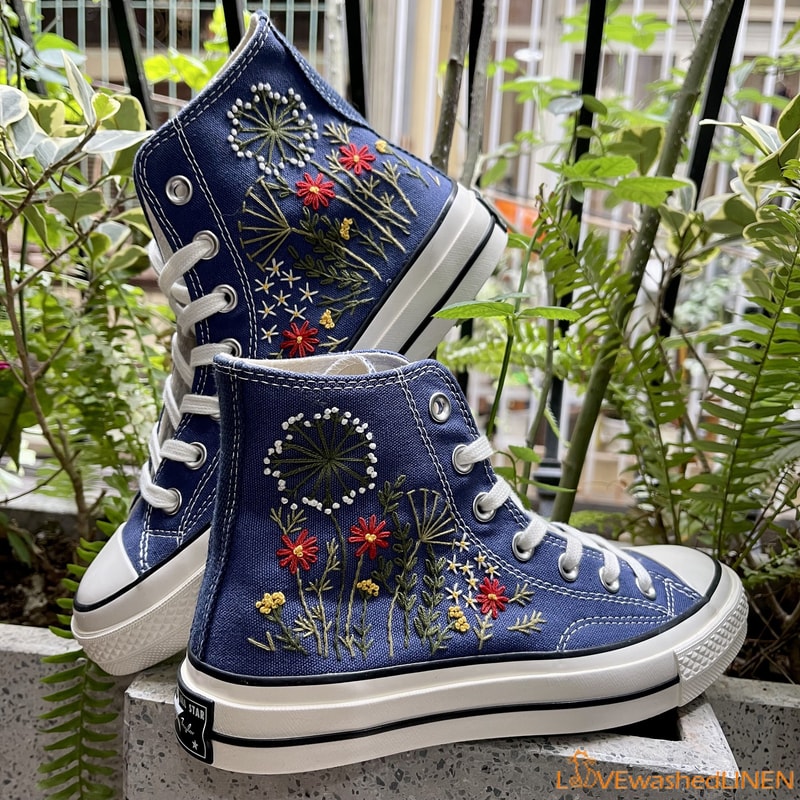 Custom Converse Chuck Taylor Embroidered Garden Flowers Convese Shoes Embroidered Converse Custom Wedding Flowers - 4.jpg