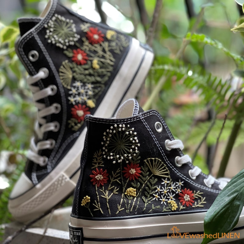 Custom Converse Chuck Taylor Embroidered Garden Flowers Convese Shoes Embroidered Converse Custom Wedding Flowers - 7.jpg