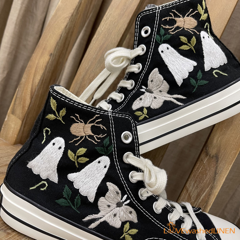 Custom Converse Chuck Taylor Embroidered Ghost Embroidered Converse Halloween Vibes Embroidered Sneakers - 4.jpg