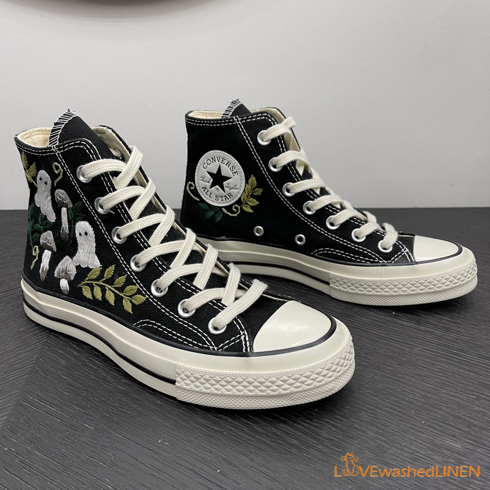 Custom Converse Chuck Taylor Embroidered ghosts and mushrooms Converse Shoes Embroidered Converse Custom - 3.jpg