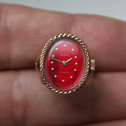 Vintage Watch Ring Chaika Ring Gold Plated Vintage USSR Size 17.5