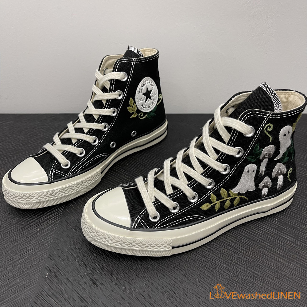 Custom Converse Chuck Taylor Embroidered ghosts and mushrooms Converse Shoes Embroidered Converse Custom - 4.jpg