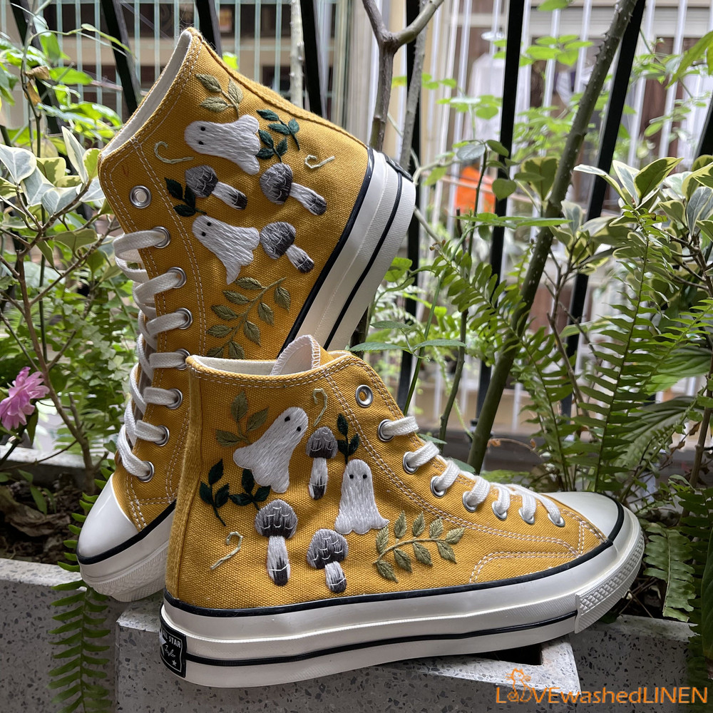 Custom Converse Chuck Taylor Embroidered ghosts and mushrooms Converse Shoes Embroidered Converse Custom - 6.jpg
