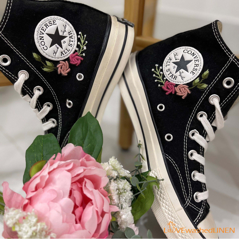 Custom Converse Chuck Taylor Embroidered Jolie Roses Flower Embroidered Converse Custom Wedding Wedding Sneakers - 5.jpg