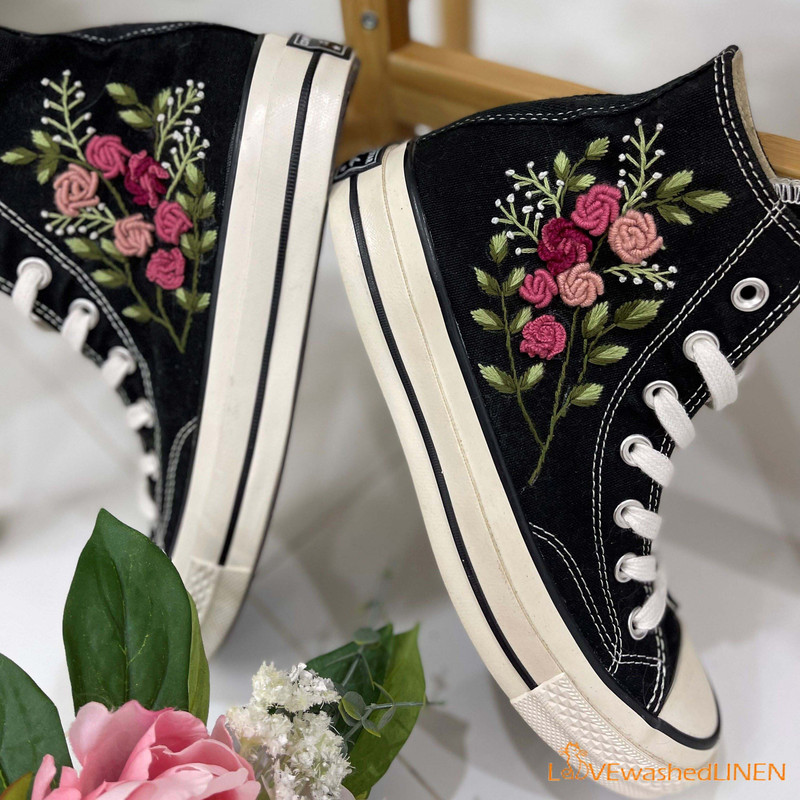 Custom Converse Chuck Taylor Embroidered Jolie Roses Flower Embroidered Converse Custom Wedding Wedding Sneakers - 6.jpg