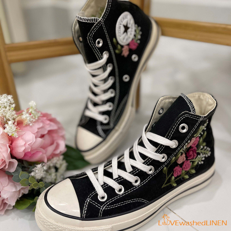 Custom Converse Chuck Taylor Embroidered Jolie Roses Flower Embroidered Converse Custom Wedding Wedding Sneakers - 7.jpg