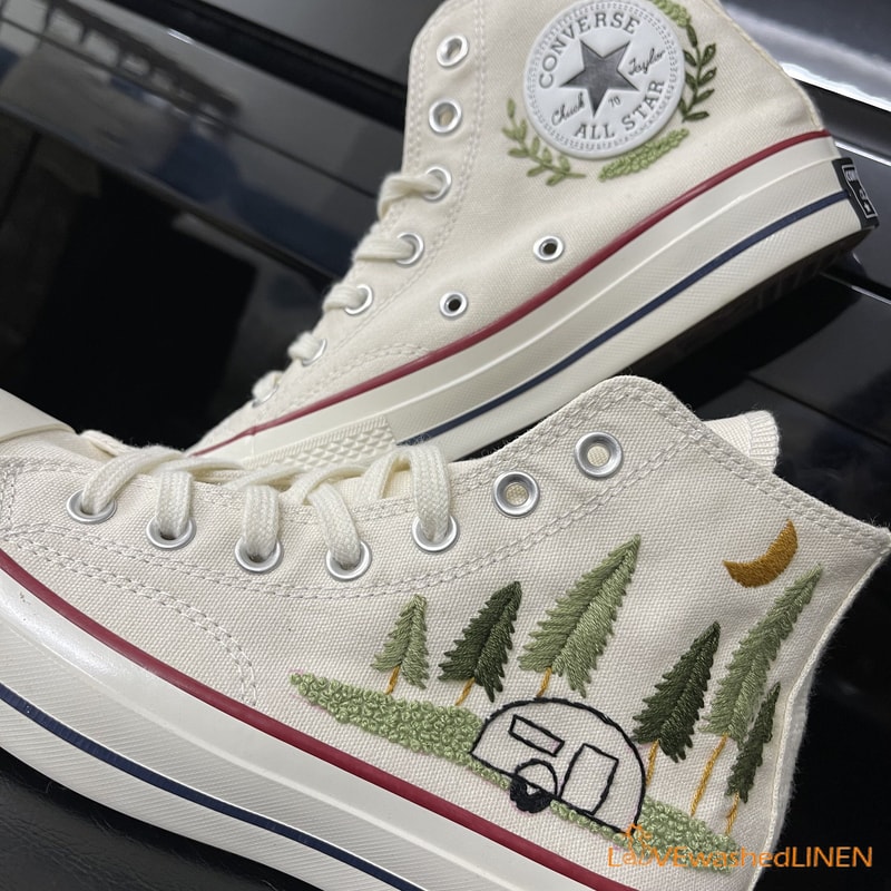 Custom Converse Chuck Taylor Embroidered Pine Trees Embroidered Converse Custom Wedding Embroidered Shoes Wedding Embroidered Sneakers - 1.jpg