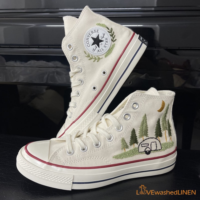 Custom Converse Chuck Taylor Embroidered Pine Trees Embroidered Converse Custom Wedding Embroidered Shoes Wedding Embroidered Sneakers - 3.jpg