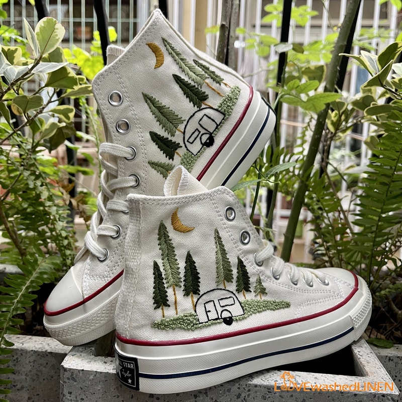 Custom Converse Chuck Taylor Embroidered Pine Trees Embroidered Converse Custom Wedding Embroidered Shoes Wedding Embroidered Sneakers - 5.jpg