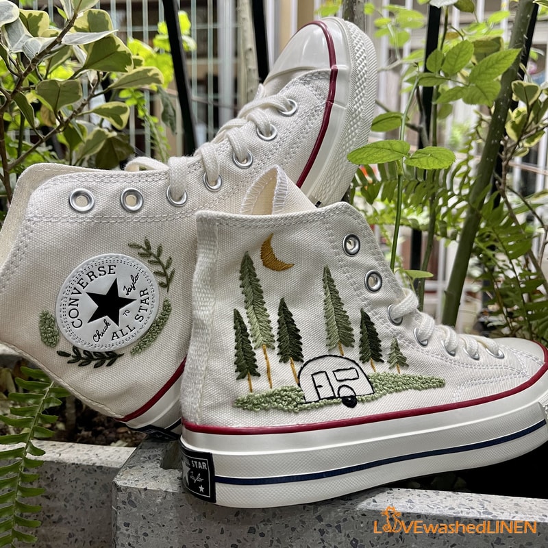 Custom Converse Chuck Taylor Embroidered Pine Trees Embroidered Converse Custom Wedding Embroidered Shoes Wedding Embroidered Sneakers - 6.jpg