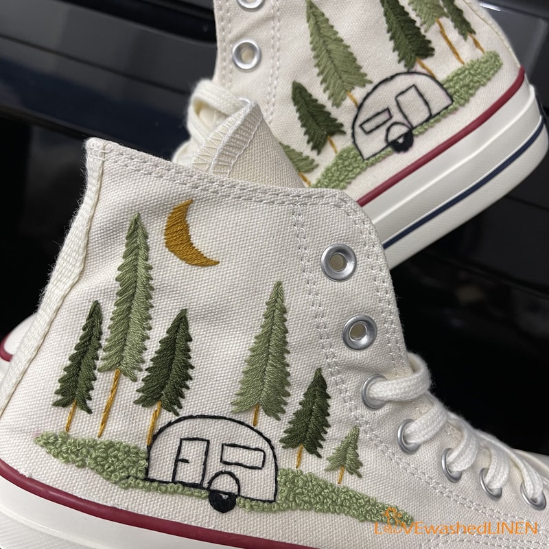 Custom Converse Chuck Taylor Embroidered Pine Trees Embroidered Converse Custom Wedding Embroidered Shoes Wedding Embroidered Sneakers - 7.jpg