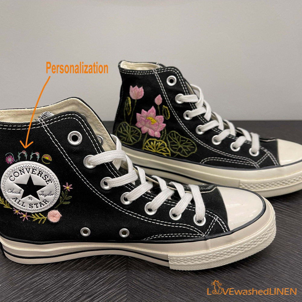 Custom Converse Chuck Taylor Embroidered Pink Lotus Flower Embroidered Converse Custom Wedding Flowers - 3.jpg