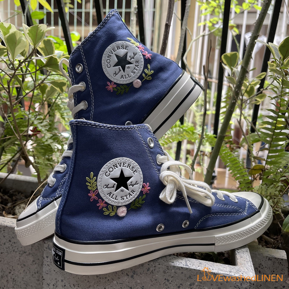 Custom Converse Chuck Taylor Embroidered Pink Lotus Flower Embroidered Converse Custom Wedding Flowers - 3.jpg