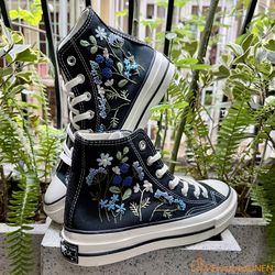 custom converse chuck taylor sheep and flowers embroidered shoes, sheep farm hand embroidered converse custom, sheep emb