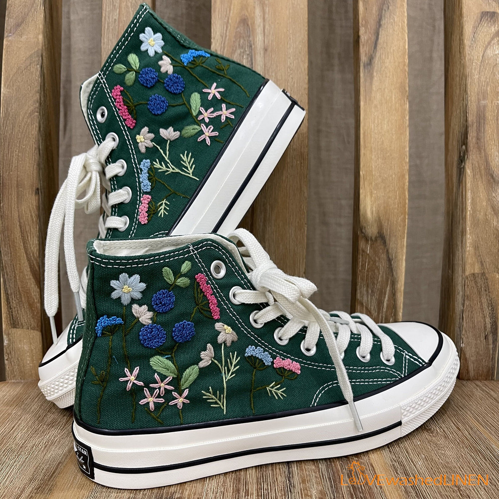 Custom Converse Chuck Taylor Garden Flowers Embroidered ConvesreWedding Flowers Embroidered SneakersBridal Flowers Embroidered Convesre - 1.jpg