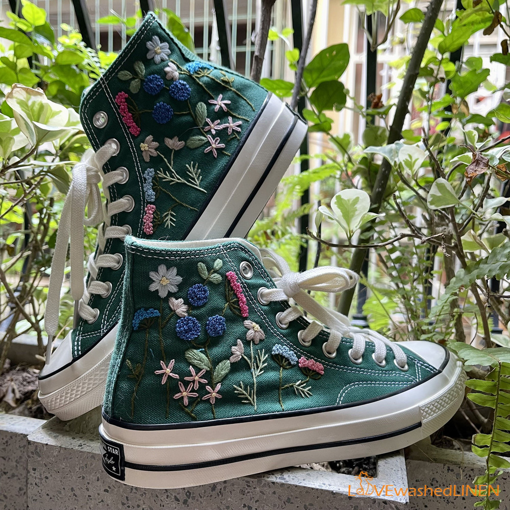 Custom Converse Chuck Taylor Garden Flowers Embroidered ConvesreWedding Flowers Embroidered SneakersBridal Flowers Embroidered Convesre - 5.jpg