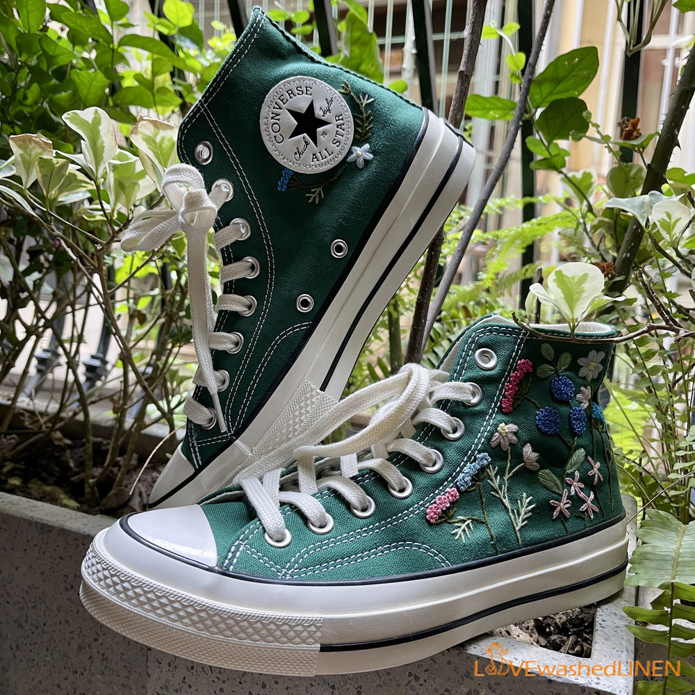 Custom Converse Chuck Taylor Garden Flowers Embroidered ConvesreWedding Flowers Embroidered SneakersBridal Flowers Embroidered Convesre - 6.jpg